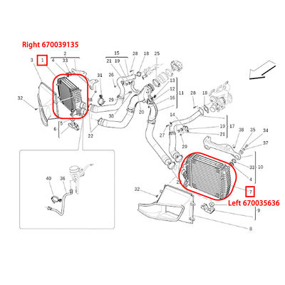 For Maserati Levante Left Auto Engine Parts Intercoolers OEM 670035636