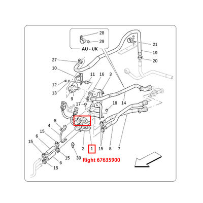 For Maserati Quattroporte GranCabrio M145 2004-2019 Right Heater Water Valve OEM ﻿67635900