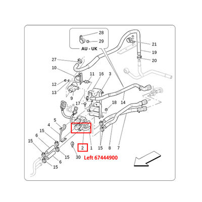 For Maserati Quattroporte GranCabrio M145 2004-2019 Left Heater Water Valve OEM ﻿67444900