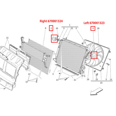 For Maserati Levante Ghibli 2014-2020 LH Bracket For Upper Fixing Water Radiator OEM 670001323