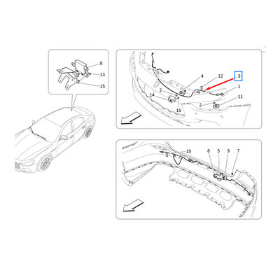 For Maserati Ghibli 2014-2017 Front Bumper PDC Parking Sensor Wiring Harness OEM 670004438