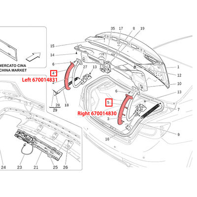 For Maserati Quattroporte 2013-2016 Rear Left &amp; Right Luggage Compartment Lid Cover OEM 670014831 670014830