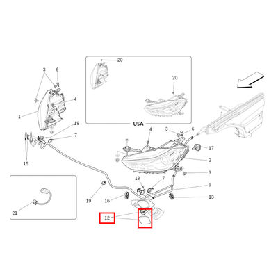 For Maserati Ghibli (2014+) Left Headlight Washer Lid OEM 673001810
