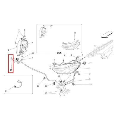 For Maserati Ghibli (2014+) Right Headlight Washer Lid OEM 673001809