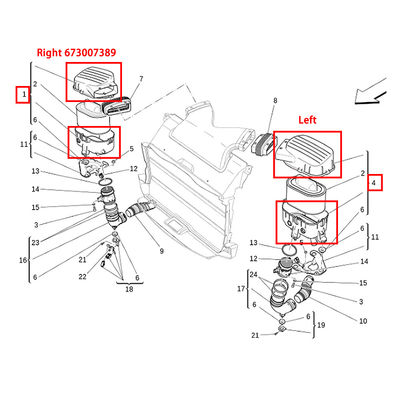 For Maserati Levante Quattroporte M156 Ghibli Right Air Filter Housing OEM 673007389