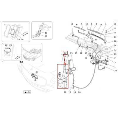 For Maserati Quattroporte 2005-2013 M139 Windshield Washer Fluid Reservoir Tank OEM 980139432