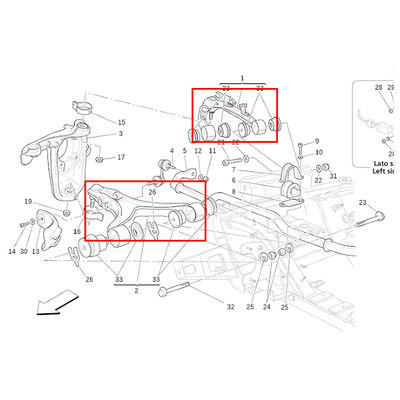 For Maserati Quattroporte GT 2pcs Front Upper Lower Right Control Arm Kit OEM 980139891 980139893