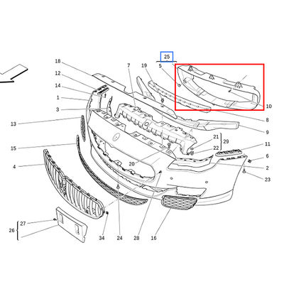 For Maserati Quattroporte M156 2014-2017 Air Conduction Cooler Grill Air Duct OEM 670009828 670007334