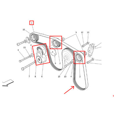 For Maserati Ghibli Levante Quattroporte 5pcs Drive Belt Replacement Kit OEM 243857 278940 278950 286570