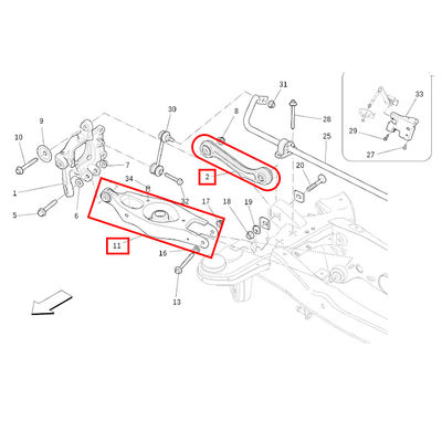 For Maserati Ghibli Quattroporte 2014-2016 10pcs Rear Suspension Control Arm Set OEM 670002808 670006273 670007251 670007252 670036580