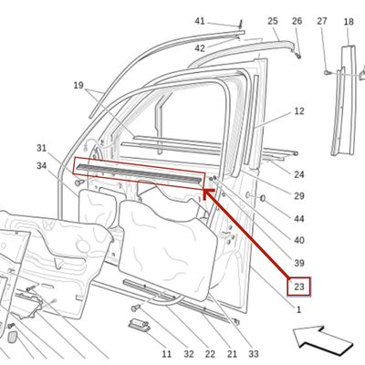 For Maserati Quattroporte M139 Granturismo GT GranCabrio 2005-2016 Front Left Or Right Door Window Gasket OEM 68472100 68472200