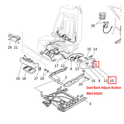 For Maserati GranTurismo Grancabrio Quattroporte Backrest Adjust Button Fit OEM 980145095