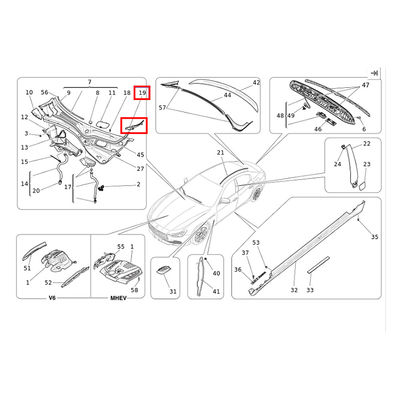 For Maserati Ghibli M157 Left Water Cowl Panel Trim OEM 670013463