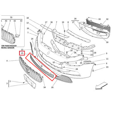 For Maserati Ghibli 2014-2017 Front Bumper Central Grill OEM 670010773