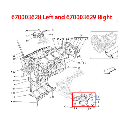 For Maserati Ghibli Levante &amp; Quattroporte 4WD Left And Right Engine Rubber Pier Mount OEM 670003628 670003629