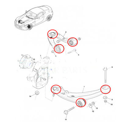 14PCS For Aston Martin Front Upper Lower Control Arm Bushing Ball Joint Kit OEM 8D333084AC 4G433084BE 6G333084AB 8D333091AC 4G433091BE 6G333091AB 4G433A052BE 8D333A052AC 4G433A053BF 8D333A053AC