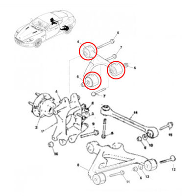 For Aston Martin Front Upper Lower Rear Upper Control Arm Bushing Ball Joint Kit OEM 6G335K742AA 6G335K743AA 4G433084BE 8D333084AC 6G333084AB 8D333091AC 4G433091BE 6G333091AB 4G433A052BE 8D333A052AC