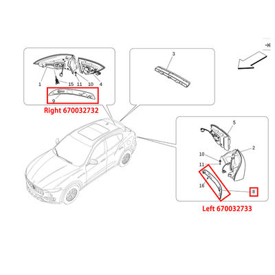 For Maserati Levante 2017-2021 Car Rear Left Bumper Brake Light Reflector Light Stop Lamp Warning Brake Lamp OEM 670032733
