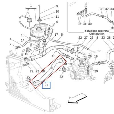 For Maserati Quattroporte M139 Granturismo GT GranCabrio 2007-2022 Lower Radiator Hose Radiator Coolant Pipe Hose OEM 221356