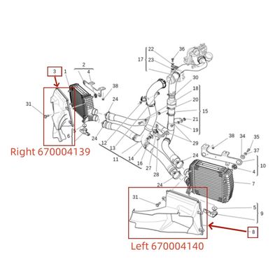 For Maserati Ghibli Left &amp; Right Air Duct OEM 670004140 670004139