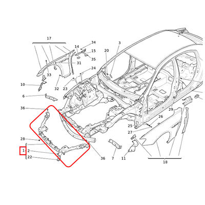 For Maserati Ghibli M157 2014-2020 Front Mask Lock Carrier Front Traverse OEM 673008133 673002746