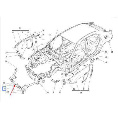 Για Maserati Quattroporte 2014+ Προσωπική στήριξη ψυκτικού άνω διασταύρωσης OEM 673002137 673006046