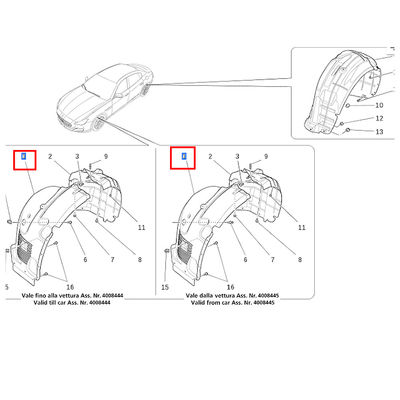 For Maserati Quattroporte 2014-2021 Front Left &amp; Right Splash Shield Guard Fender Liner OEM 670009197 670009198
