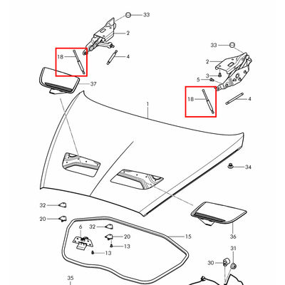 For Bentlye Continental GT/Continental GT4-R/Flying Spur 07-17 Front Hood Support Strut (Big) OEM 3W0823475D